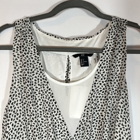 H&M Black & White Speckled Mini Chiffon Dress NWT - Picture 4 of 9